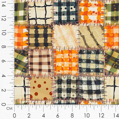 Cotton Fabric Panel – Single Continuous Patchwork Animal Panel with 6 Printed Squares (9.8” x 9.8”), Bonus Patchwork Area 29.5” x 19.7” – 100% Cotton Satin Fabric for Quilting, Sewing & Kids Crafts