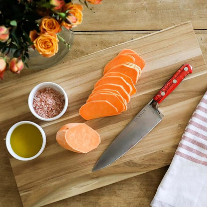 Lamson Premier Forged 8" Chef's Knife, Hi-Carbon Stainless Steel Blade, Triple Riveted for Balance, Ideal for Dicing, Slicing & Chopping, Kitchen Knives - Walnut Handle