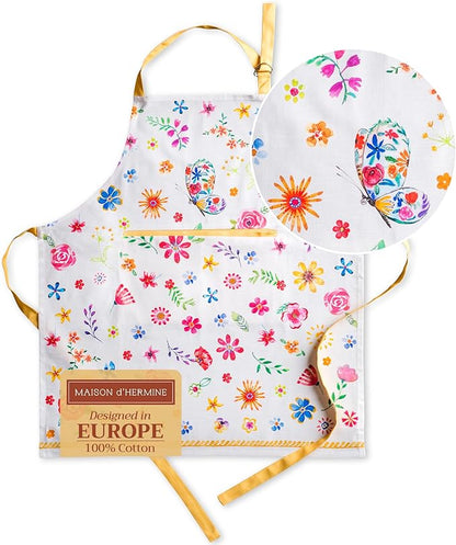 Maison d' Hermine 100% Cotton Apron for women with Pocket Kitchen Chef Apron for Men Cooking Spring Summer