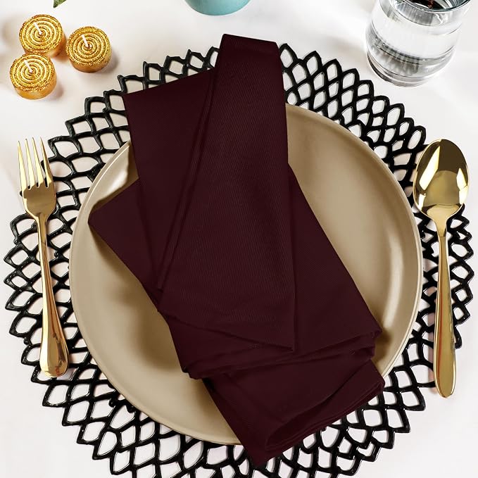 Utopia Kitchen Burgundy Cloth Napkins [12 Pack, 18x18 Inch] Absorbent Cotton Blend Washable and Reusable for Dinner, Restaurant, Lunch, Wedding and Hotel