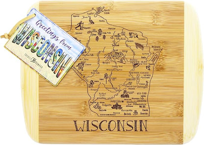 Totally Bamboo A Slice of Life Wisconsin State Serving and Cutting Board, 11" x 8.75"