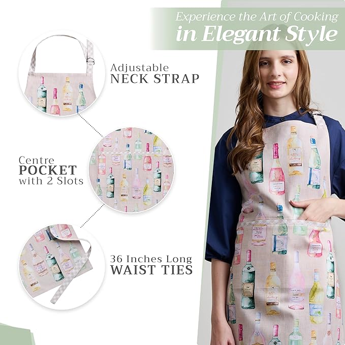 Maison d' Hermine 100% Cotton Apron for women with Pocket Kitchen Chef Apron for Men Cooking Spring Summer