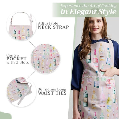 Maison d' Hermine 100% Cotton Apron for women with Pocket Kitchen Chef Apron for Men Cooking Spring Summer