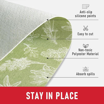 Cooyes Large Fridge Liners for Refrigerator, 17.7" × 360", Drawer & Shelf Liners for Kitchen Cabinets Non-Adhesive, Breathable Cloth Material, Non-Slip, Keep Produce Fresh Longer, Sage Green