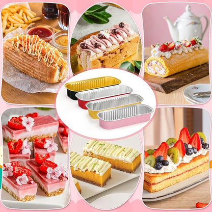 selizo 60 Pack 6.8oz Mini Loaf Baking Cake Pans with Lids, Rectangle Disposable Aluminum Foil Loaf Baking Pans, Small Baking Cake Tins Cup Cake Containers for Individual Cakes (Multi-colored)