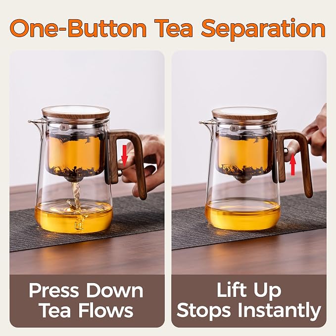 Enchanted Tea Pot, Magic Tea Pot for Loose Leaf Tea Steeper, Heat Resistant Borosilicate Glass Teapot with Tea Infuser, Ideal Gift for Tea Lovers - 27 oz (800 ml)