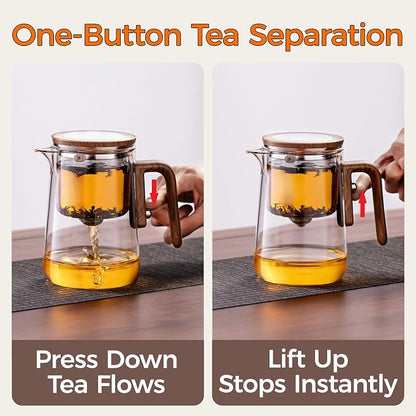 Enchanted Tea Pot, Magic Tea Pot for Loose Leaf Tea Steeper, Heat Resistant Borosilicate Glass Teapot with Tea Infuser, Ideal Gift for Tea Lovers - 27 oz (800 ml)