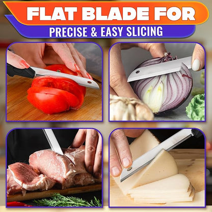 6-in-1 Cutting Board Scissors with Ribbed Blade, Spring-Assist & Safety Lock - Heavy Duty Tool for Slicing Meat, Fish, Bread, Veggies & Fruit One-Handed - Dishwasher Safe Kitchen Scissors for Food