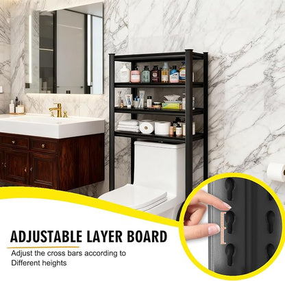 Over The Washer and Dryer Storage Shelf, 4-Tier Metal Organizer Rack Height-Adjustable for Washer Dryer, Space Saving Laundry Room Organizer Rack, (52" Hx 32" W x12 D)