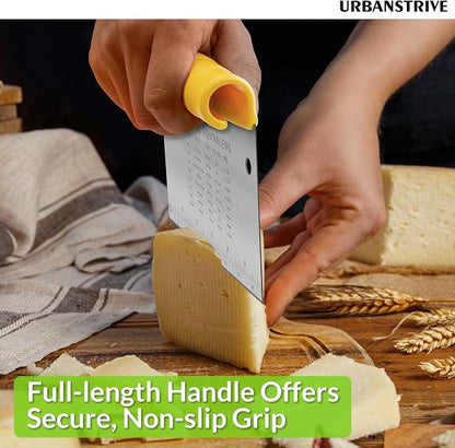 Urbanstrive Bench Scraper for Baking, Stainless Steel Dough Cutter and Scraper Tool Kitchen, Kitchen Scraper Food Scraper Tool Pizza Cutter Food Chopper, Multi-Purpose Kitchen Gadgets, Yellow