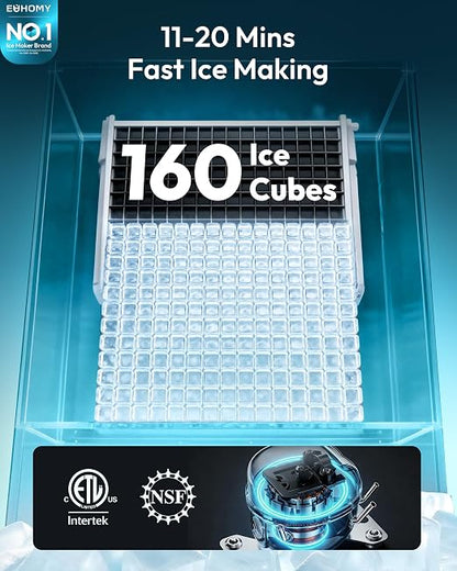 EUHOMY Commercial Ice Maker Machine 400Lbs/24H,ETL Approval, Industrial Ice Machine, 250Lbs Storage, Ice Ready in 11-20min, Stainless Steel Ice Maker for Bar/Cafe/Restaurant/Business