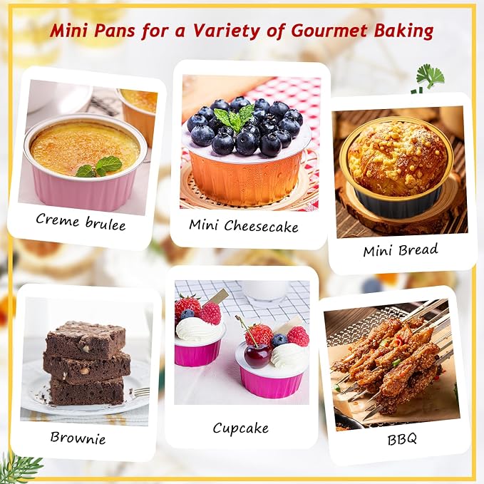 5oz Mini Cake Pans with Lids 25 Pack, Foil Muffin Tin Small Baking Cups, Disposable Cupcake Containers Creme Brulee Ramekins Cupcake Liners for Bake Sales Valentines-Pink