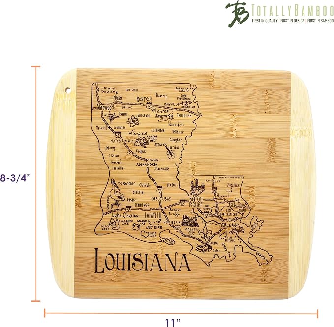 Totally Bamboo A Slice of Life Louisiana State Serving and Cutting Board, 11" x 8.75"