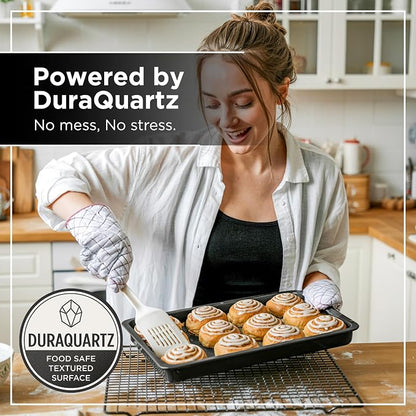 Wrenbury Quarter Sheet Pan Set of 2 - Carbon Steel Non-Stick ¼ Cake Baking Tray - Non Toxic Cookie Pan for Traybake - 13” x 9”