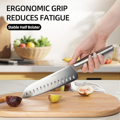 KnifeSaga Knife Set Premium, Japanese High Carbon Stainless Steel 14 Pcs Kitchen Knives Block Set with Built-in Sharpener and Wood Block, Razor Sharp Knife Sets for Kitchen with Ergonomic Handle