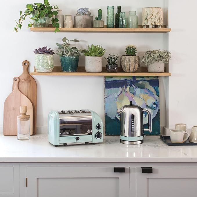 Dualit Classic 4 Slice NewGen Toaster - Stainless Steel - Hand Built in the UK - Replaceable ProHeat elements - Defrost Bread - Mechanical Timer - Eucalyptus Classic Toaster
