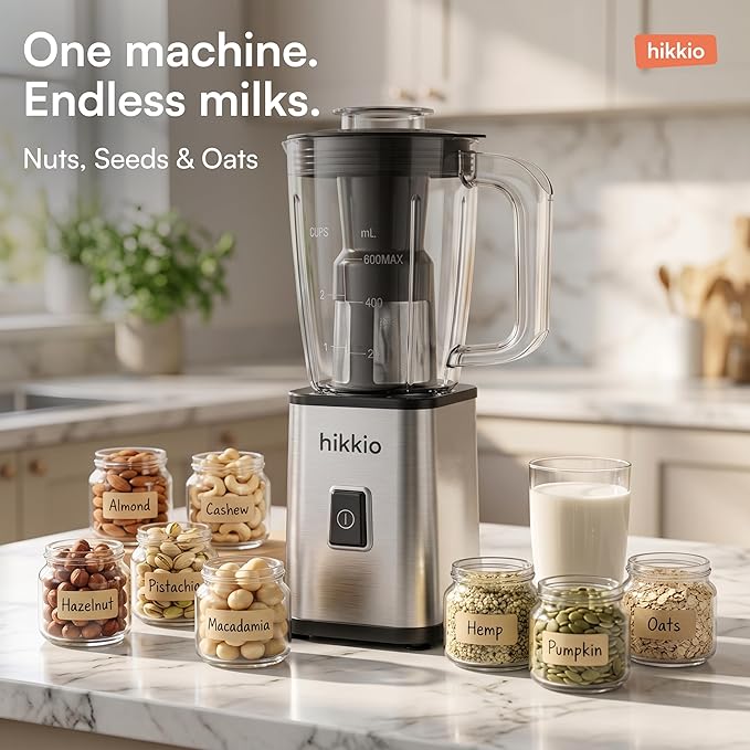 Plant Based Nut Milk Maker Machine with Pulp Filter, Homemade Almond, Hazelnut, Oat, Seed & Coconut Milk Maker, Blends & Strains in One Container – Easy to Clean, 20oz