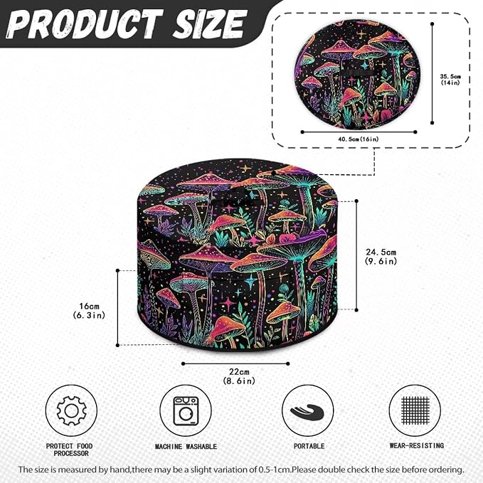 Mushroom Pattern Slow Cooker Cover Protection Crock Fits for Most 6-8 Quart Oval Slow Cooker Dustproof Small Appliance Accessories Decor