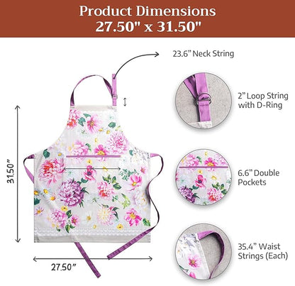 Maison d' Hermine 100% Cotton Apron for women with Pocket Kitchen Chef Apron for Men Cooking Spring Summer