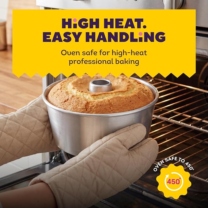 Wilton Aluminum Angel Food Tube Cake Pan - Natural Anodized Aluminum Baking Pan - Made Without PFAS - Will Not Rust - Offers Even Heating - 10 x 4 Inches