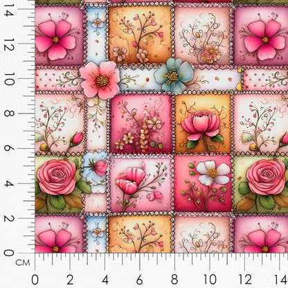 ‍ Pink Fairy Patchwork Cotton Fabric Panel – 6 Designs (10×10 inch Each) + Bonus Patchwork Sheet 29.5×19.6 inch, 100% Cotton 140 GSM