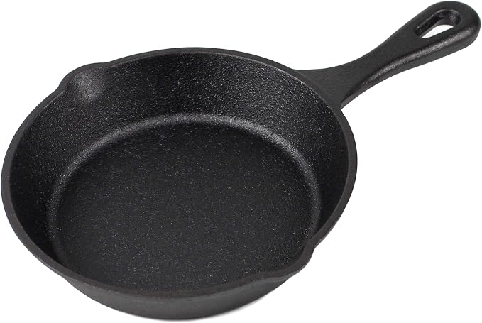 6" Cast Iron Skillet Set of 2 (Pre-Seasoned) with 2 Silicon Hot Handle Holder Grips