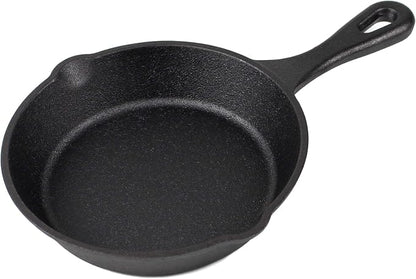 6" Cast Iron Skillet Set of 2 (Pre-Seasoned) with 2 Silicon Hot Handle Holder Grips