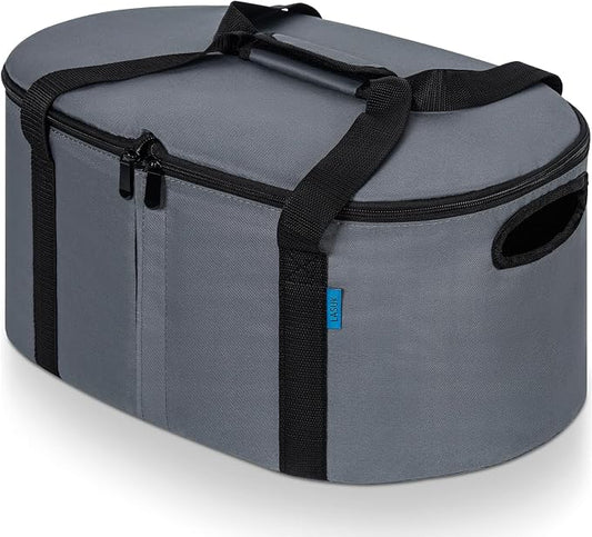 Portable Slow Cooker Travel Bag, Isulated Carrier Case Tote for 4-8 Quart Crock Carrier Compatible with Else Brands, Internal Mesh Net Holds Pot in Place, For Travel, Outdoor, Picnic, Grey