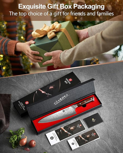 XINZUO Chef Knife 8.3 Inch, VG-10 Super Stainless Steel Gyuto Knife for Professional Chefs and Home Cooking, Ultra Sharp Kitchen Knife with Rosewood Handle - Yu Series