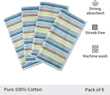 Oeleky Kitchen Dishcloths for Washing Dishes, Ultra Absorbent Dish Rags, Cotton Cleaning Cloths Pack of 16, 12x12 Inches (Mix-1, 12x12 inch)