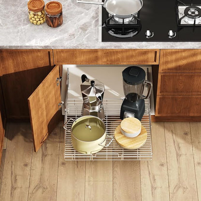 LOVMOR Pull Out Cabinet Organizer and Storage 28½" W x 21½" D, Slide Out Shelves for Kitchen Cabinets