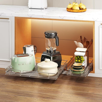 Pull Out Cabinet Organizer 28½" W x 21½" D, Heavy Duty Cabinet Pull Out Shelves, Slide Out Drawers Organization for Kitchen Cabinets Bathroom