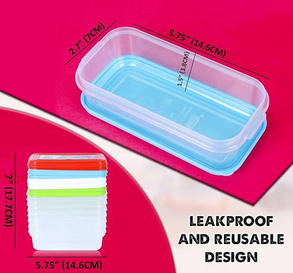 Small Plastic Food Storage Containers with Lids, 8-Pack 8oz (1 Cup / 250 ml) Rectangular Freezer Portion Containers for Leftovers, Spices & Soup, BPA-Free, Stackable, Leak-Resistant, Microwave Safe