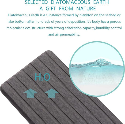 NiuYichee 2 PCS Water Absorbent diatomite Coasters, 9.5" x 5.5" Water Absorbing Stone Tray for Sink, Stone Drying mat for Kitchen Counter, Stone soap Tray Used for Hand Soaps & toiletries & Plants