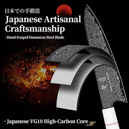 DRGSKL Damascus Chef Knife 8 Inch - VG10 Kitchen Knife for Meat Cutting - Japanese G10 Handle - Sharp Cooking Knives for Vegetables and Fruit - with Gift Box