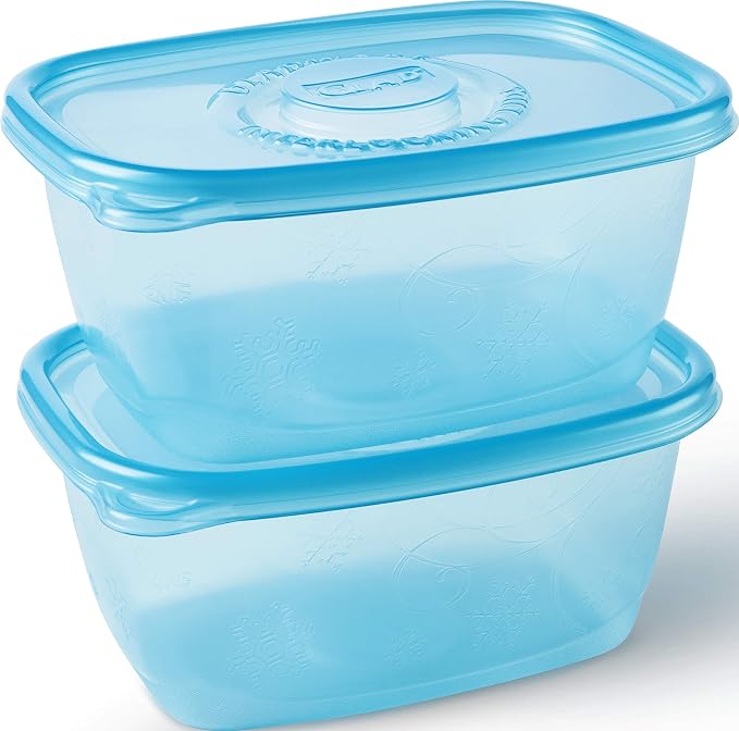 Glad Gladware Freezerware Food Storage Containers, Large Rectangle Holds 64 Ounces of Food, 2 Count Set | Tupperware, Plastic Food Container, Meal Prep Container, Plastic Containers with Lids