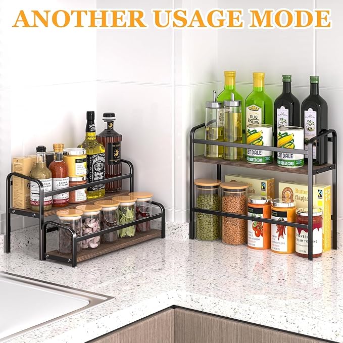 DTUQYX Coffee Syrup Organizer 3-Tier: Vintage Coffee Syrup Rack 12 Bottles Capacity, Free-Installation Coffee Station, Wine Rack for Countertop, Tiered Spice Racks for Cabinet, Bottle Display Shelf