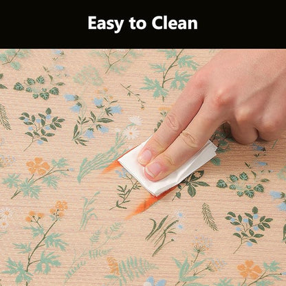 INNOLITES Shelf Liners for Kitchen Cabinets – Drawer Liner Waterproof & Oil-Proof, Non-Adhesive EVA with Floral Pattern – Durable Washable, Easy to Cut (Sage Green, 17.5" x 78.7")