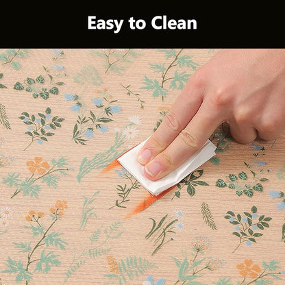 INNOLITES Shelf Liners for Kitchen Cabinets – Drawer Liner Waterproof & Oil-Proof, Non-Adhesive EVA with Floral Pattern – Durable Washable, Easy to Cut (Sage Green, 23.6" x 360")