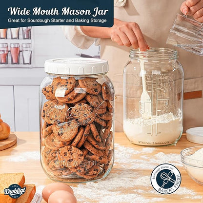1 Gallon Glass Jar with Airtight Lid, Large Mason Jar Extra Wide Mouth for Flour Sugar Food Storage Containers with Scale Mark(1 PCS), Canning Jars for Sun Tea, Kombucha, Cookie, Pickle, Fermenting