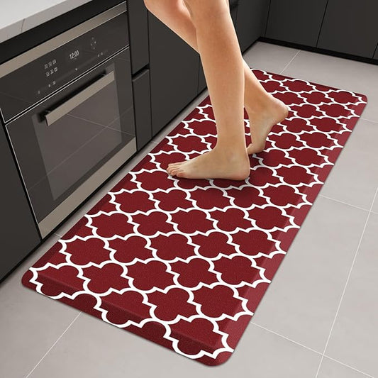 WISELIFE Anti Fatigue Floor Mat - 4/5 Inch Thick Kitchen Mat Non Slip Waterproof Heavy Duty Ergonomic Comfort Mat Durable for Home, Office, Sink, Laundry,(22" x 54", Red)