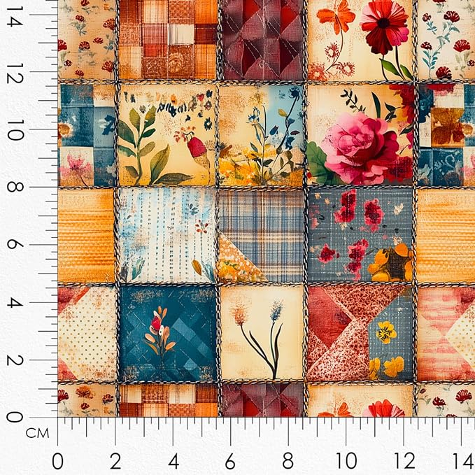 Patchwork Mother & Daughter Cotton Fabric Panel – 6 Designs (10×10 inch Each) + Bonus Sheet 29.5×19.6 inch, 100% Cotton 140 GSM, Made in Türkiye