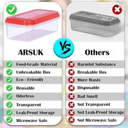 ARSUK 8oz Food Storage Containers with Airtight Lids 16 Pack - Reusable 1 Cup Containers for Snacks, Leftovers, Portion Control & Meal Prep - Leakproof, Microwave, Fridge Safe, BPA Free Plastic