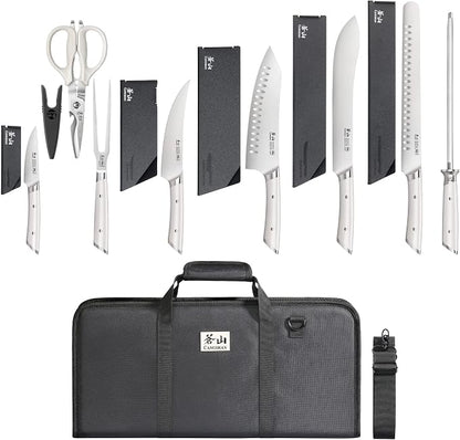 Cangshan HELENA Series German Steel Forged BBQ Knife Set (White, 9-Piece Bag Set)