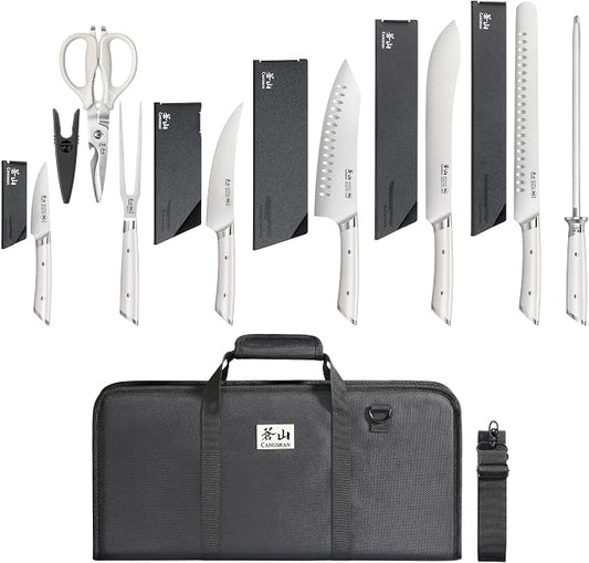 Cangshan HELENA Series German Steel Forged BBQ Knife Set (White, 9-Piece Bag Set)