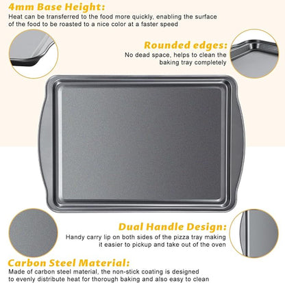 Baking Sheet Set of 2-17" x 11" x 0.5" Carbon Steel Cookie Sheet for Baking, Nonstick Baking Pan with Dual Handles, Rust & Warp Resistant, Perfect for Baking, Roasting, and More