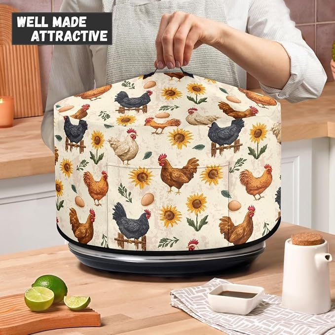 Rooster Slow Cooker Dust Cover 6-8 qt Crock for Pot Keep Small Kitchen Appliance Clean Kitchen Home Accessories Decor Cover Sunflower