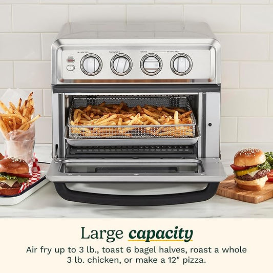 Cuisinart Air Fryer Toaster Oven with Grill, 1800W 8-1 Air Fryer Oven with Bake, Convection Bake, Grill, Broil and Warm Options, Large Capacity, 60-Minute Timer, TOA-70W, White