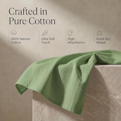 Urban Villa Kitchen Towels 100% Cotton Dish Towels for Kitchen(Set of 6)20”x30” Dish Cloths Highly Absorbent Kitchen Linen Set with Hanging Loop Perfect for Drying Dishes Cleaning Hand Towels – Green