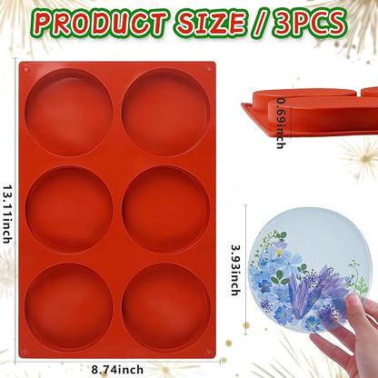 4Inch Round Silicone Mold for Baking, 3Pcs Silicone Muffin Top Pans for Baking Muffin Top, Whoopie Pie, Sandwiches, Hamburger (3Pcs(0.78Inch Deep))